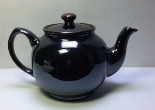 Vintage Sadler 4 Cup Round Ceramic Teapot - Solid Brown - England Minty
