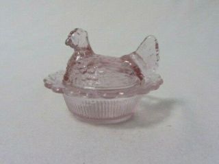 Vintage Mosser Glass Hen On Nest Light Pink Salt Dip Cellar