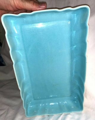 Vintage Mid Century Turquoise Aqua Blue Los Angeles Pottery Rectangle Bowl Dish