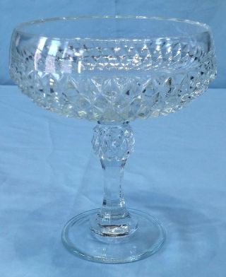 Vintage Indiana Glass Diamond Point Clear Compote