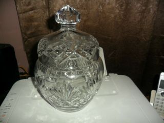 Crystal Biscuit Jar Canister W/lid 24 Lead Hand Cut Glass 10.  75 " Tall