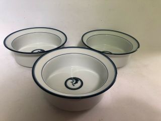 Set Of 3 Dansk Flora Soup Cereal Bowls - Bayberry Blue