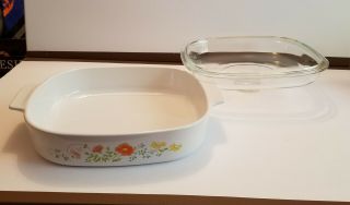 Vintage Corning Ware Wildflower A 10 B Casserole Dish With Lid - 10x10x2 3