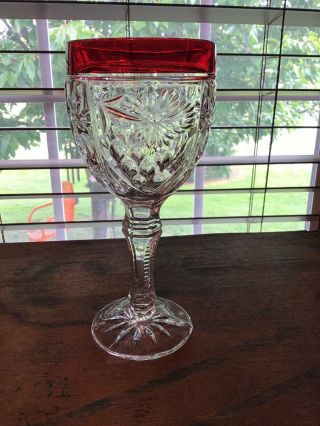 1 Ruby Red Rim Bleikristall Anna Hutte Ann6 Goblet Glass