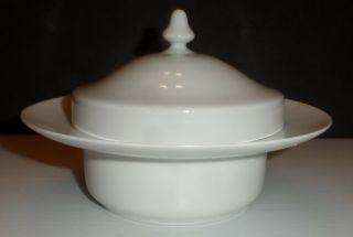 Vintage Spal Horchow Portugal White Porcelain Covered Butter Dish Mid Century