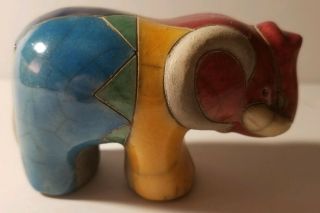 The Fenix Raku Pottery Elephant 3.  5 Inch Figurine Hand Made in South Africa 2