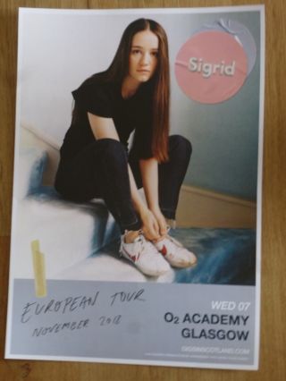 Sigrid Live Music Memorabilia - Glasgow Nov.  2018 Show Tour Concert Gig Poster