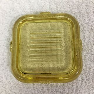 Vintage Amber Glass Square Refrigerator Dish Box Lids Sq 4 1/8 x 4 1/8 Chips T35 2