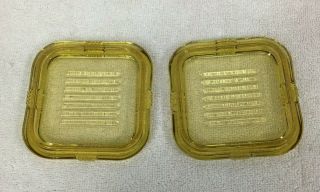 Vintage Amber Glass Square Refrigerator Dish Box Lids Sq 4 1/8 x 4 1/8 Chips T35 3