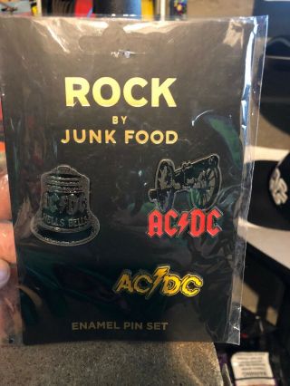 Ac/dc Rock N Roll Enamel 3 Pin Set By Junk Food Nip Hell 
