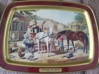 Vintage Currier and Ives set of 4 Trays. 2