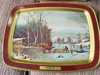 Vintage Currier and Ives set of 4 Trays. 3