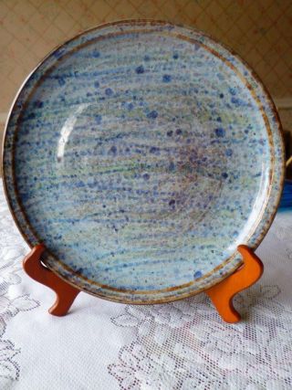Lg Studio Pottery Brown Blue Speckled Platter 11.  5 " Signed