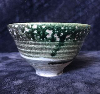 Vintage Japanese Studio Pottery Oribe Chawan Tea Bowl