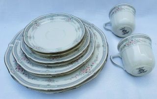 Noritake Ivory China Rothschild Set Of 2 5 Piece Place Settings Vgc Plates Cup