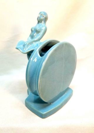 Haeger Ballerina Dancer Figurine Ceramic Planter Vase Blue Vintage Art Deco 2