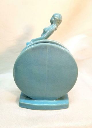 Haeger Ballerina Dancer Figurine Ceramic Planter Vase Blue Vintage Art Deco 3