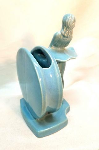 Haeger Ballerina Dancer Figurine Ceramic Planter Vase Blue Vintage Art Deco 4