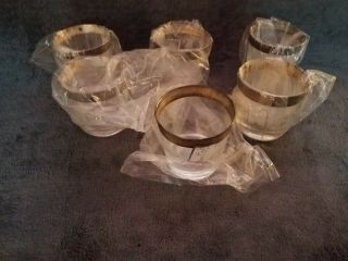 Dorothy Thorpe / Vintage Set Of Six 6 Silver Band Glasses