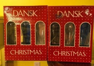 Nib Dansk Christmas Ornaments - Set Of 6 Old Style Hand Blown Glass Teardrops 7”