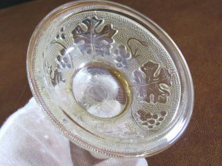 Vtg Jeannette Glass Classic Footed Candy Jar Gold Grape Vine Leaf Stippled Dish 4