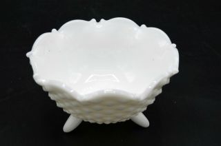 Vintage Fenton Milk Glass Hobnail - Footed Candy Bowl