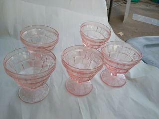 Doric Pink Depression Glass Sherbets Doric & By Jeannette Glass 1937 - 38 Gsc
