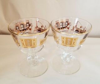 2 Vintage Libbey Gold B&O Railroad Cocktail Glasses 3