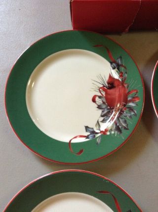 Holiday Lenox Winter Greetings Set of 4 Dessert Plates W/ Red Cardinal 3
