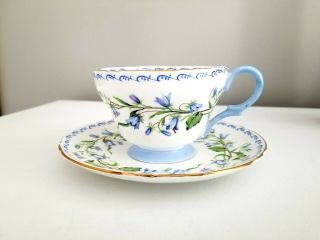 Shelley Harebell Demitasse Cup Saucer Tea Cup Teacup Vintage England Bone China