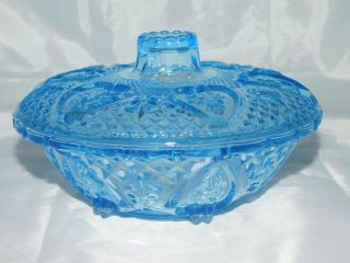 Gorgeous Vintage Light Blue Floral Candy Dish With Lid