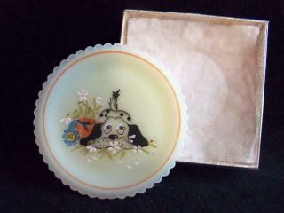 Fenton Childhood Treasures Mini Petite Plate Caught In The Act 1987 Puppy Signed