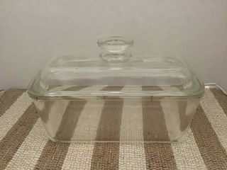 Vintage Westinghouse Clear Glass Refrigerator Dish Loaf Pan With Lid Bakeware
