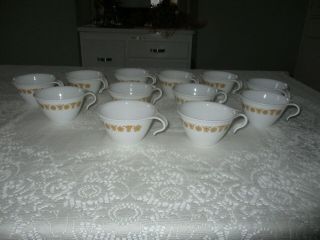 12 Vintage Corelle Livingware Corning Butterfly Gold Hooked Handle Cups