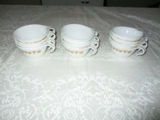 12 Vintage Corelle Livingware Corning Butterfly Gold Hooked Handle Cups 5