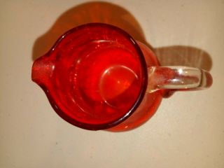 Vintage BLENKO Art Glass Pitcher Jug vase Crackled mid - century modern RUBY RED 5