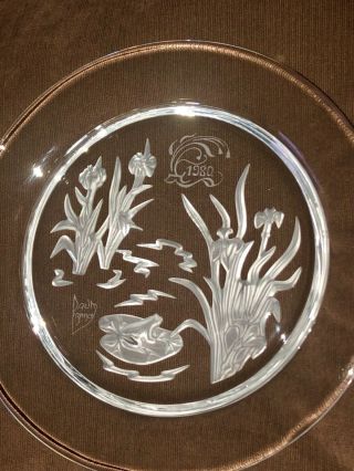 Daum Crystal Nymphea Plate - Frog And Water Lilies - 1980