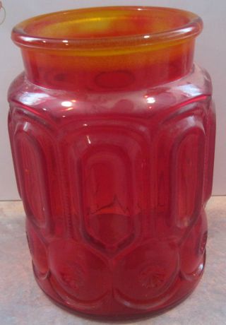 Vintage L.  E.  Smith Amberina Moon & Stars 7 - 1/2 " Canister - No Lid