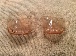 Vintage Pink Depression Glass Cream & Sugar Bowl Old Colony?