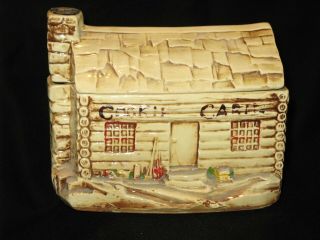 Vintage Mccoy Pottery Log Cabin Cookie Jar