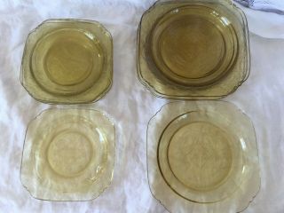 10 Vintage Federal Depression Glass Amber Madrid Dessert & Salad Plates 1932 - 39