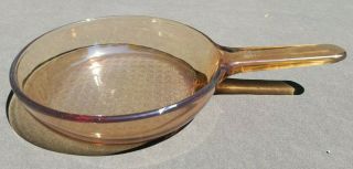 Vintage Corning Ware Visions Skillet Amber Glass 7 Inch Waffle Bottom Frying Pan