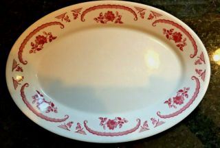 Homer Laughlin Restaurant Ware Red And White Platter,  Chardon Rose Pattern