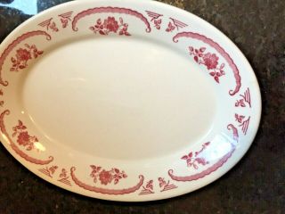 Homer Laughlin Restaurant Ware Red and White Platter,  Chardon Rose Pattern 2