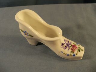 Westmoreland Milk Glass Hand Painted Shoe - Roses & Bows Design