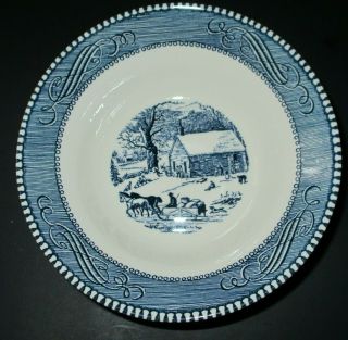 7 VINTAGE ROYAL CHINA BLUE AND WHITE CURRIER & IVES BOWLS 4