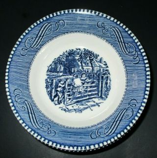 7 VINTAGE ROYAL CHINA BLUE AND WHITE CURRIER & IVES BOWLS 5