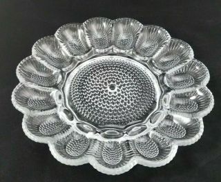 Vintage Indiana Clear Hobnail Glass 11 " Deviled Egg Serving Dish Plate