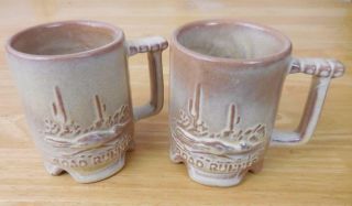 Frankoma Pottery Road Runner Coffee Mugs - Set Of 2 - Vintage