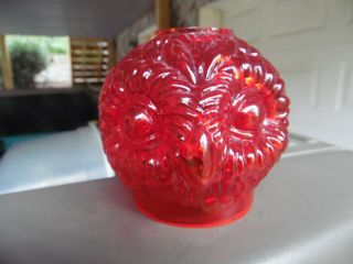 Vintage Mosser Or Other Fairy Lamp Shade Only / Red Owls Heads